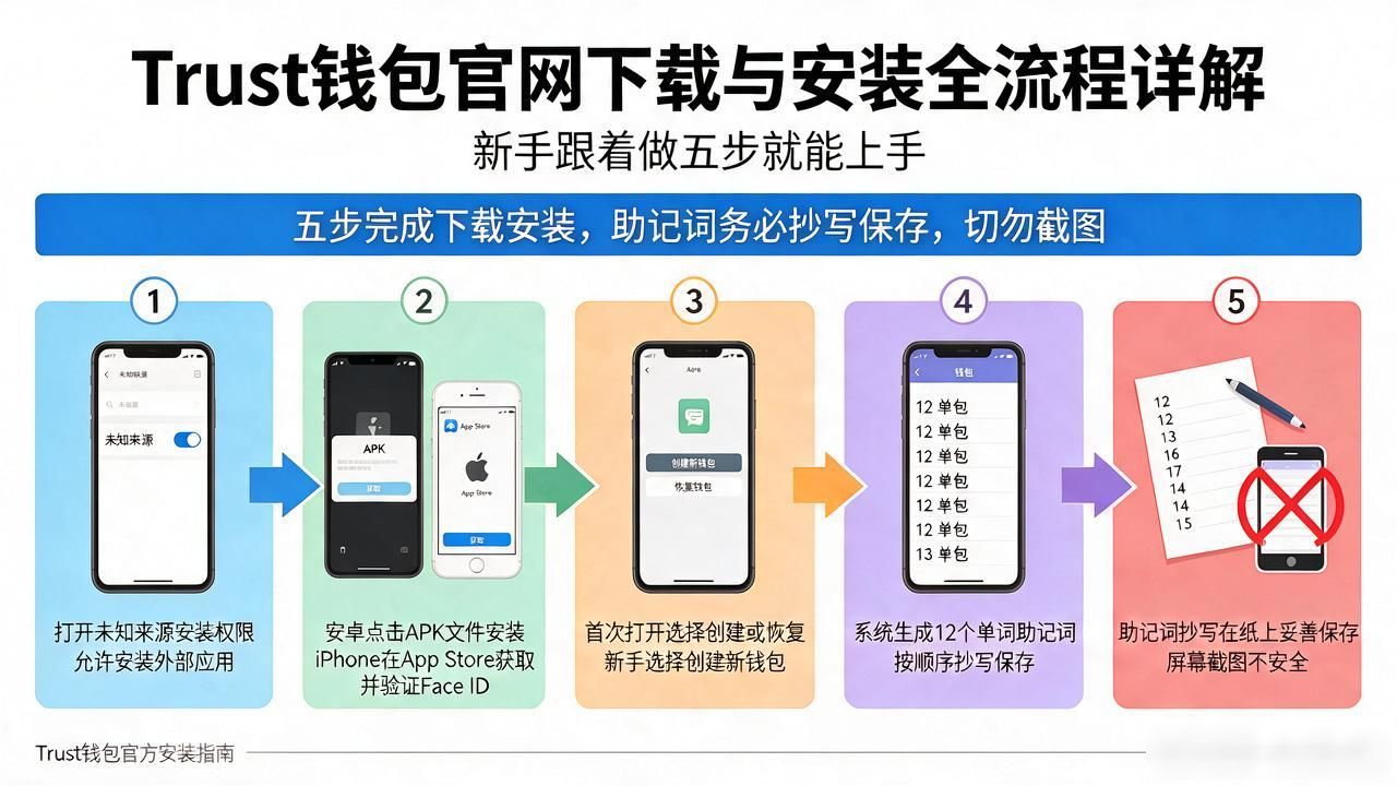 新手创建钱包12位助记词备份教程_Trust钱包安卓iOS下载官网地址_新手指南：Trust钱包官网的下载与安装流程详解，助你轻松上手！