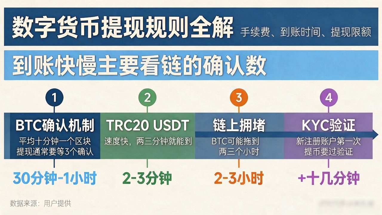 数字货币提现规则全解：手续费、到账时间、提现限额