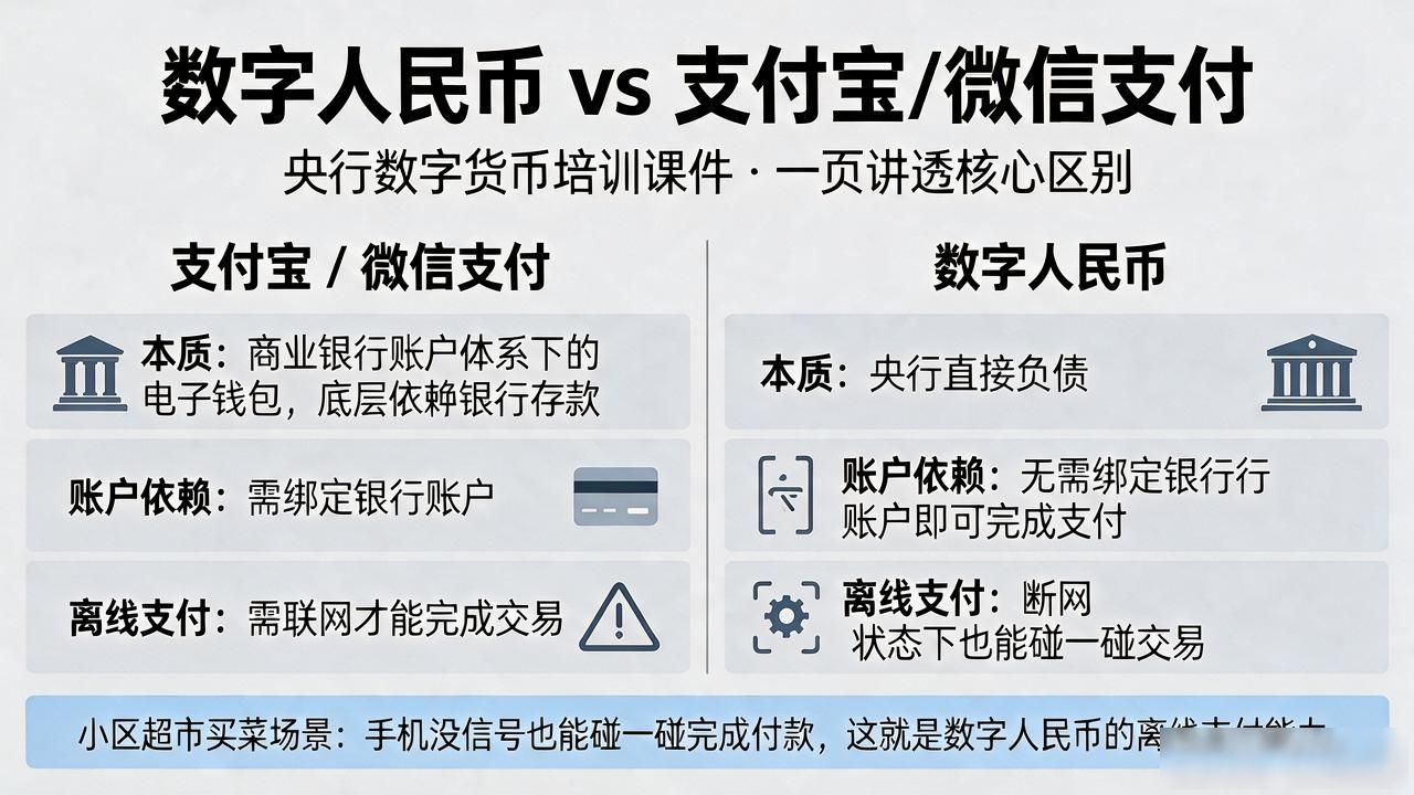 央行数字货币知识培训PPT_央行数字货币培训PPT框架_数字人民币与支付宝区别